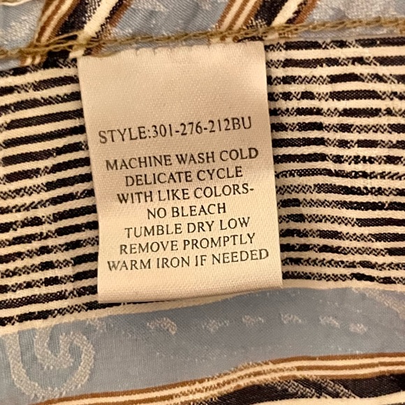 Roper - Men’s Small - Pearl Snap Western Style Shirt - 100% Cotton - Blue & Tan - Picture 6 of 12